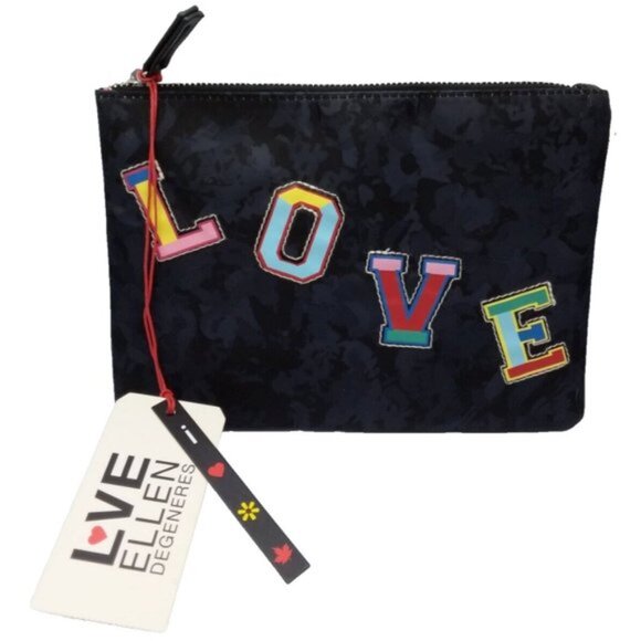 Love Ellen Degeneres Zippered Pouch Cosmetic Jewelry Bag Case Navy Tv Celebrity - Picture 3 of 8